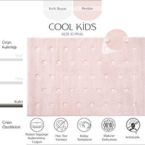 Cool Kids 10 Pembe Çocuk Odası Halısı Hav Toz Vermez Yumuşak Dokulu Bebek Odası Halısı 160x230 cm