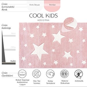 Cool Kids 12 Pembe Çocuk Odası Halısı Hav Toz Vermez Yumuşak Dokulu Bebek Odası Halısı