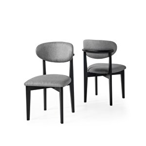 Norte Ahşap Salon Mutfak Sandalyesi 4 Lü Set Siyah