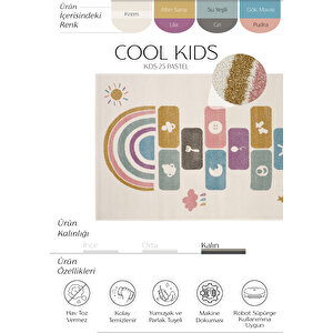 Cool Kids 25 Pastel Çocuk Odası Halısı Hav Toz Vermez Yumuşak Dokulu Bebek Odası Halısı 120x180 cm