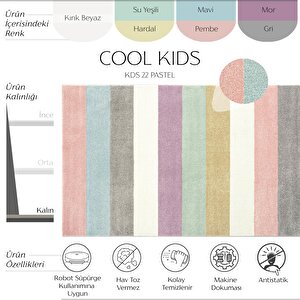 Cool Kids 22 Pastel Çocuk Odası Halısı Hav Toz Vermez Yumuşak Dokulu Bebek Odası Halısı 120x180 cm