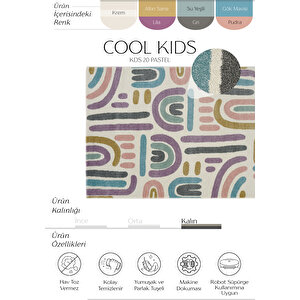 Cool Kids 20 Pastel Çocuk Odası Halısı Hav Toz Vermez Yumuşak Dokulu Bebek Odası Halısı 120x180 cm