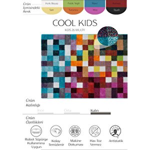 Cool Kids 26 Multi Çocuk Odası Halısı Hav Toz Vermez Yumuşak Dokulu Bebek Odası Halısı 120x180 cm