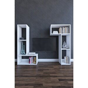 Puzzle Tv Sehpası Beyaz  152x123x35 Cm