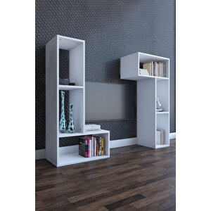 Puzzle Tv Sehpası Beyaz  152x123x35 Cm
