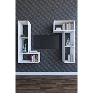 Puzzle Tv Sehpası Beyaz  152x123x35 Cm