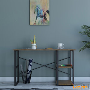 Richmond Bozkır 120'lik Metal Kitaplıklı, Bölmeli Masa, Çalışma Masası 120x70x60 Cm