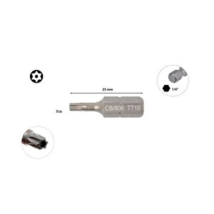 T10 X 25 Mm Delikli Torx Bits Uç Cb/806t