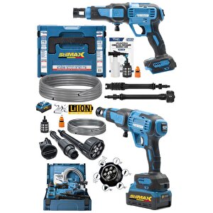 Kovadan Çekebilen Basınçlı 100bar Çift Akülü Şarjlı Oto Araç Yıkama Bahçe Yıkama Temizleme Tabancası