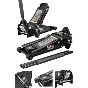 Paslanmaz Hidrolik Ağır Hizmet Tipi Alçak Şase 3 Ton Kapasiteli Çift Piston Garaj Krikosu Max 47 Cm