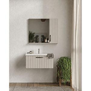 D10 Etajerli Aynalı Banyo Dolabı Takımı Dafne 65 cm