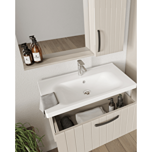 D10 Etajerli Aynalı Banyo Dolabı Takımı Dafne 65 cm