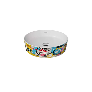 Loop Yuvarlak Çanak Lavabo Ø40 Cm Grafiti Desen Uygulamalı