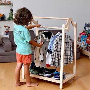 Lila Montessori Ahşap Çocuk Elbise Askısı, 90x75, Cpt3701-70