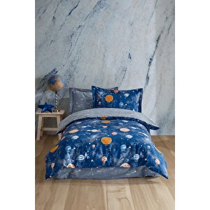 | Galaxy | %100 Pamuk Tek Kişilik Nevresim Takımı Mavi