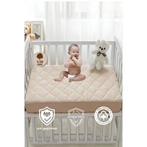 %100 Pamuk Kapitone Fitted Su Sıvı Geçirmez Bebek-çocuk Alezi, Park Yatak Beşik Yatak Alezi 70x120 cm