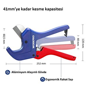 Workpro Wp301007 60.5mm Profesyonel Pprc Plastik Boru Kesme Makası