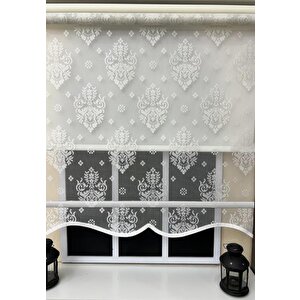 Çift Mekanizmalı Ekru Tül Perde Ve Ekru Stor Perde St 121 170x260 cm