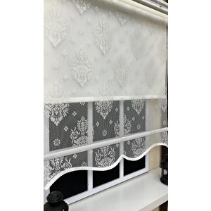 Çift Mekanizmalı Ekru Tül Perde Ve Ekru Stor Perde St 121 90x200 cm