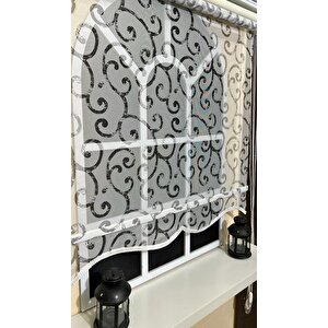 Çift Mekanizmalı Desenli Tül Stor Perde Gri Baskı Stb-108 80x260 cm