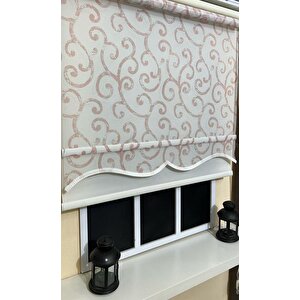 Çift Mekanizmalı Desenli Tül Stor Perde Pembe Baskı Stb-106 190x260 cm