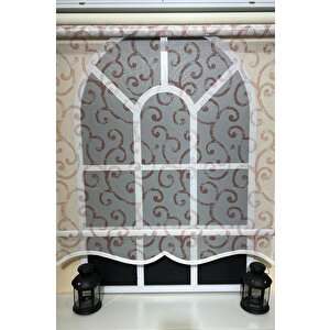 Çift Mekanizmalı Desenli Tül Stor Perde Pembe Baskı Stb-106 190x260 cm