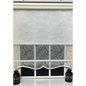 Çift Mekanizmalı Kirli Beyaz Tül Perde Ve Ekru Stor Perde Stb-104 80x200 cm