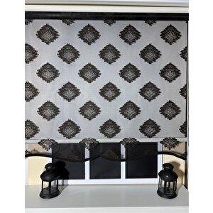 Çift Mekanizmalı Siyah Tül Perde Ve Ekru Stor Perde Stb45239-v107 50x200 cm