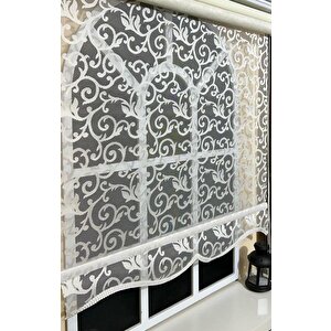 Çift Mekanizmalı Kirli Beyaz Tül Perde Ve Ekru Stor Perde Stb-103 100x200 cm