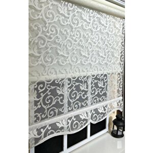 Çift Mekanizmalı Kirli Beyaz Tül Perde Ve Ekru Stor Perde Stb-103 80x200 cm