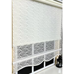 Çift Mekanizmalı Kirli Beyaz Tül Perde Ve Ekru Stor Perde Stb-102 150x260 cm