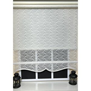 Çift Mekanizmalı Kirli Beyaz Tül Perde Ve Ekru Stor Perde Stb-102 140x200 cm