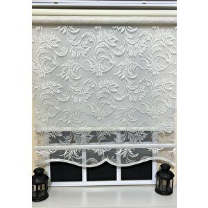 Çift Mekanizmalı Kirli Beyaz Tül Perde Ve Ekru Stor Perde Stb-101 100x200 cm