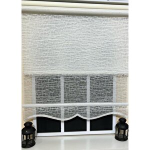 Çift Mekanizmalı Kirli Beyaz Tül Perde Ve Ekru Stor Perde Stb-100 130x200 cm