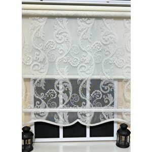 Çift Mekanizmalı Kirli Beyaz Tül Perde Ve Ekru Stor Perde Stb-105 100x260 cm