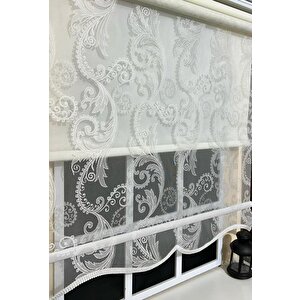 Çift Mekanizmalı Kirli Beyaz Tül Perde Ve Ekru Stor Perde Stb-105 120x200 cm