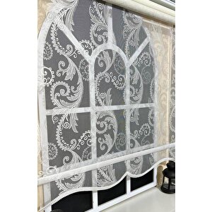 Çift Mekanizmalı Kirli Beyaz Tül Perde Ve Ekru Stor Perde Stb-105 180x200 cm