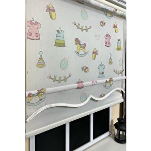 Çift Mekanizmalı Desenli Tül Stor Perde Çocuk Odası Baskı Stb-109 190x200 cm