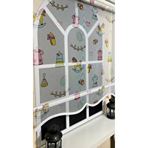 Çift Mekanizmalı Desenli Tül Stor Perde Çocuk Odası Baskı Stb-109 190x200 cm