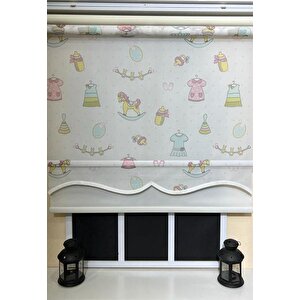 Çift Mekanizmalı Desenli Tül Stor Perde Çocuk Odası Baskı Stb-109 190x200 cm