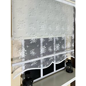 Çift Mekanizmalı Kırık Beyaz Tül Perde Ve Ekru Stor Perde Stb45253-v01 90x200 cm
