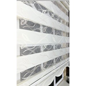 Zebra Stor Nakışlı Ekru Etek Dilimli St 123