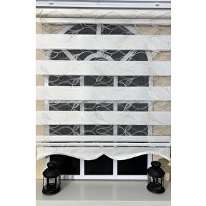 Zebra Stor Nakışlı Ekru Etek Dilimli St 123