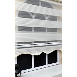 Ekru Pliseli Zebra Stor Perde Alüminyum Kasalı Alm-481 160x260 cm