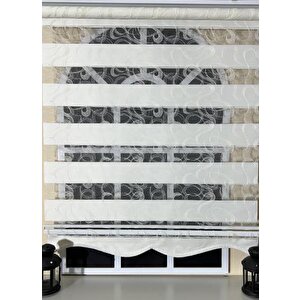 Zebra Stor Nakışlı Ekru Etek Dilimli St 125 90x200 cm