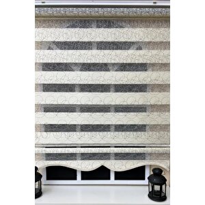 Zebra Stor Nakışlı Krem Etek Dilimli St 122 170x200 cm