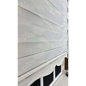 Zebra Stor Nakışlı Ekru Etek Dilimli St 124 180x200 cm