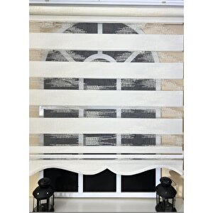 Zebra Stor Nakışlı Ekru Etek Dilimli St 124 60x200
