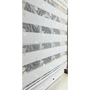 Zebra Stor Nakışlı Ekru Etek Dilimli St 126 150x260 cm
