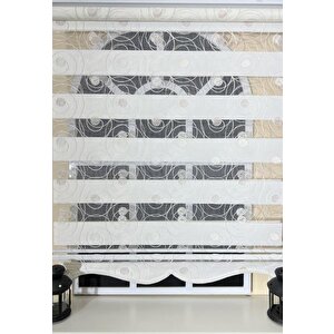 Zebra Stor Nakışlı Ekru Etek Dilimli St 126 70x200 cm